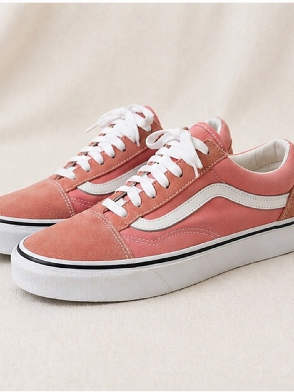 Vans Women’s Low-Top Sneakers in Coral Peach with White Stripe